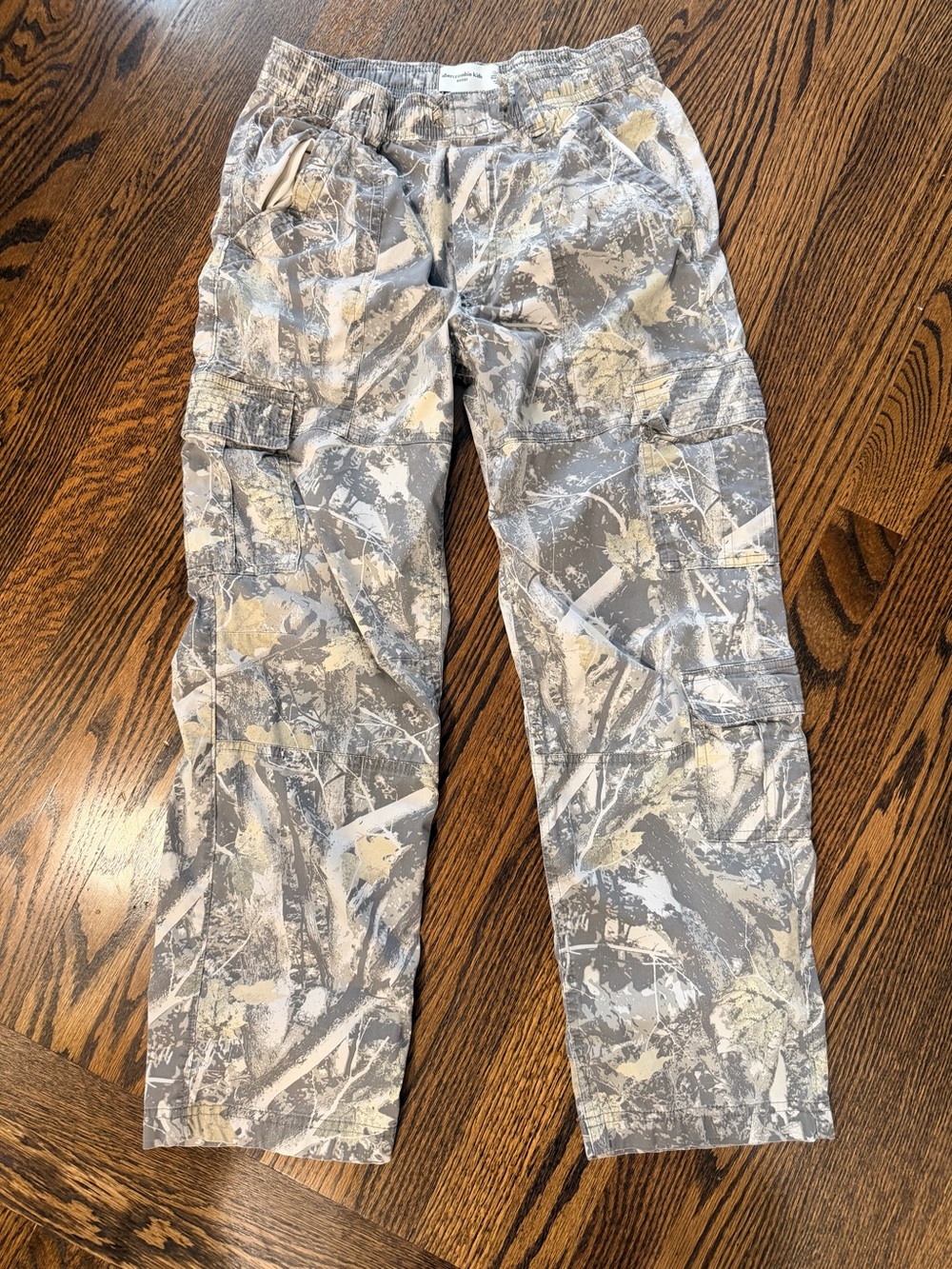 abercrombie kids Gray and Cream Camo Cargo Pants